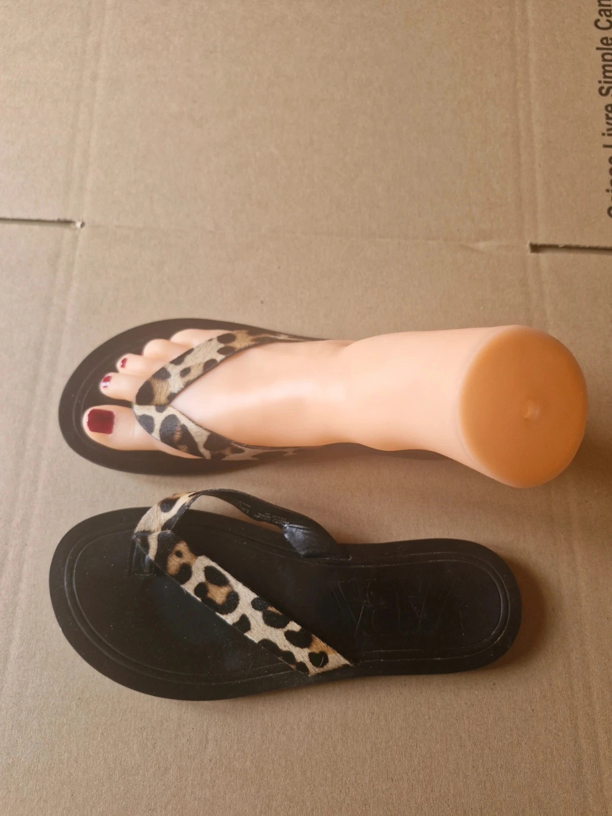 Zara – Chinelos de couro com estampa de leopardo – Tamanho 36 – photo 2